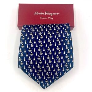 Salvatore Ferragamo Blue Nautical Tie